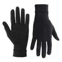 Pair of black thermal Copper Compression Gloves Pain with textured grip, displayed on white background