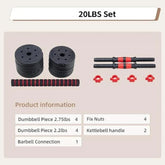 Adjustable Dumbbell & Kettlebell Set Multi-Functional 10BKRD
