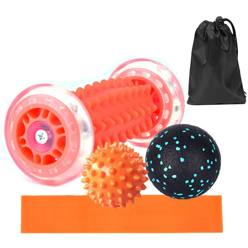 Foot Massage Roller & Fitness Yoga Ball, resistance band, and carry bag set