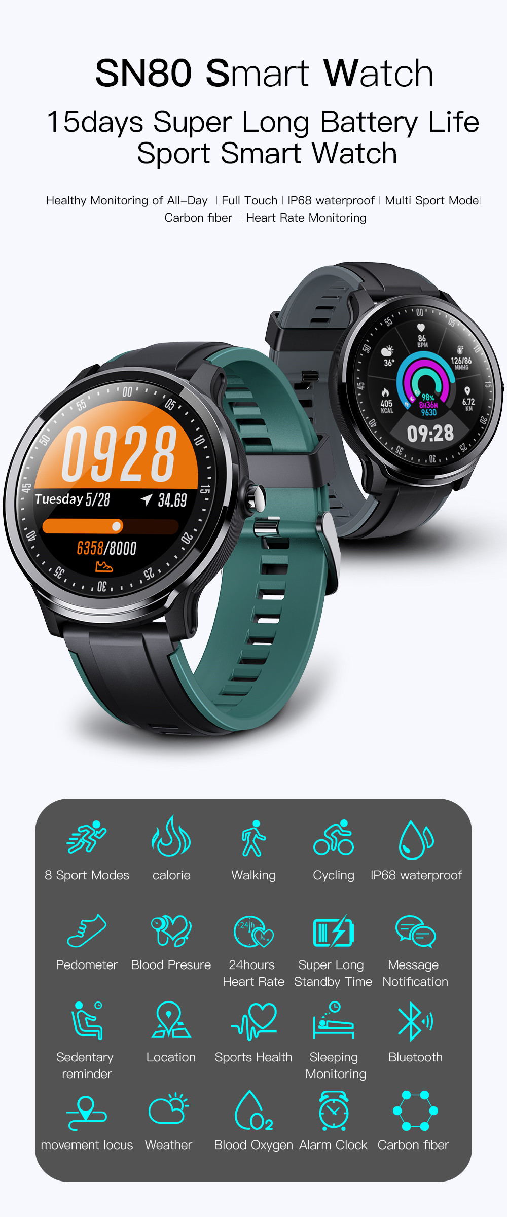 SN80 Smart Fitness Watch