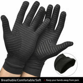 Black Copper Compression Gloves Pain  with gray stripes, breathable, comfortable and soft design