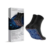Black Compression Socks for Athletes High-Performance Support socks with acupressure dots and retail packaging